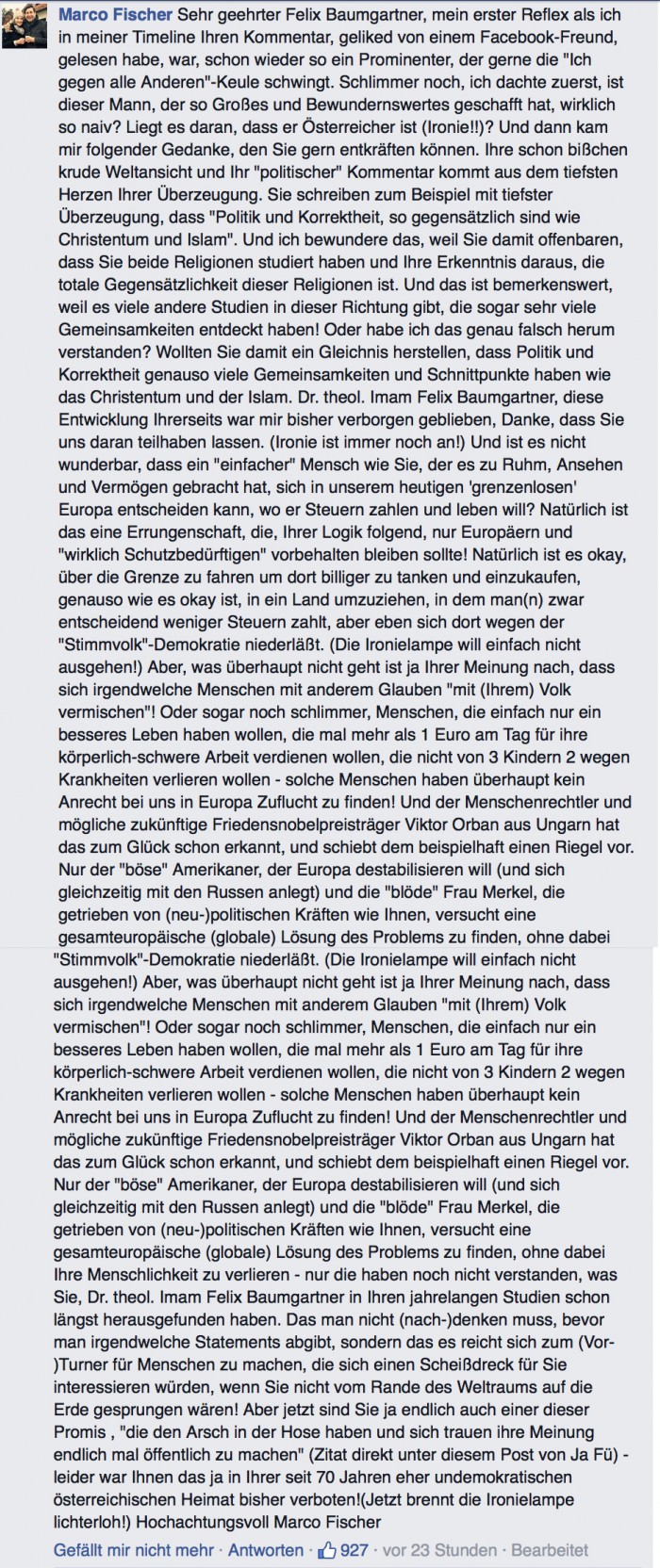 Felix Baumgartner Jan Böhmermann Netz Internet Viral Flüchtlinge 