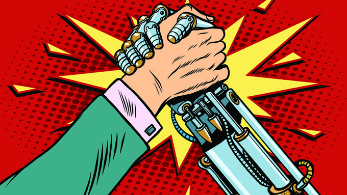 © Mensch gegen Maschine, vector illustration shutterstock