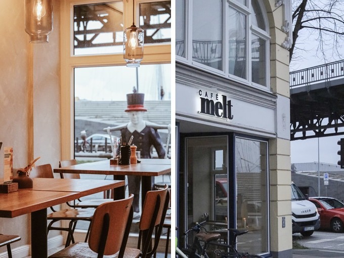 Kaffee und Frühstück mit Blick auf den Hafen im Café Melt